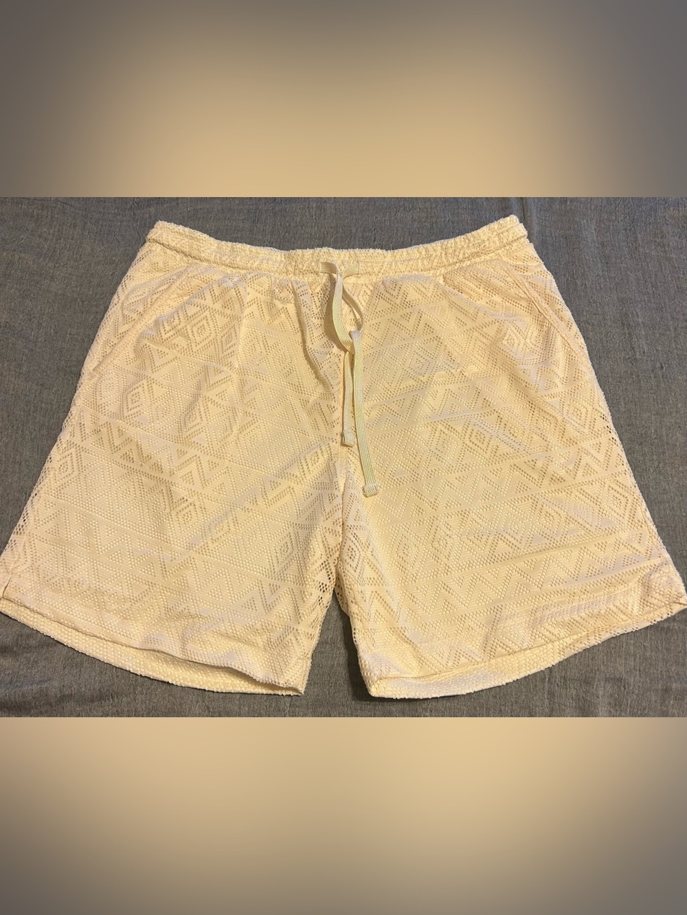 Malibu beach Club Textured Cream Drawstring Shorts Large